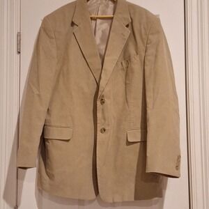 Alan Flusser 46L 2 button Corduroy Blazer Single Split Tan Lined Sport‎ Coat